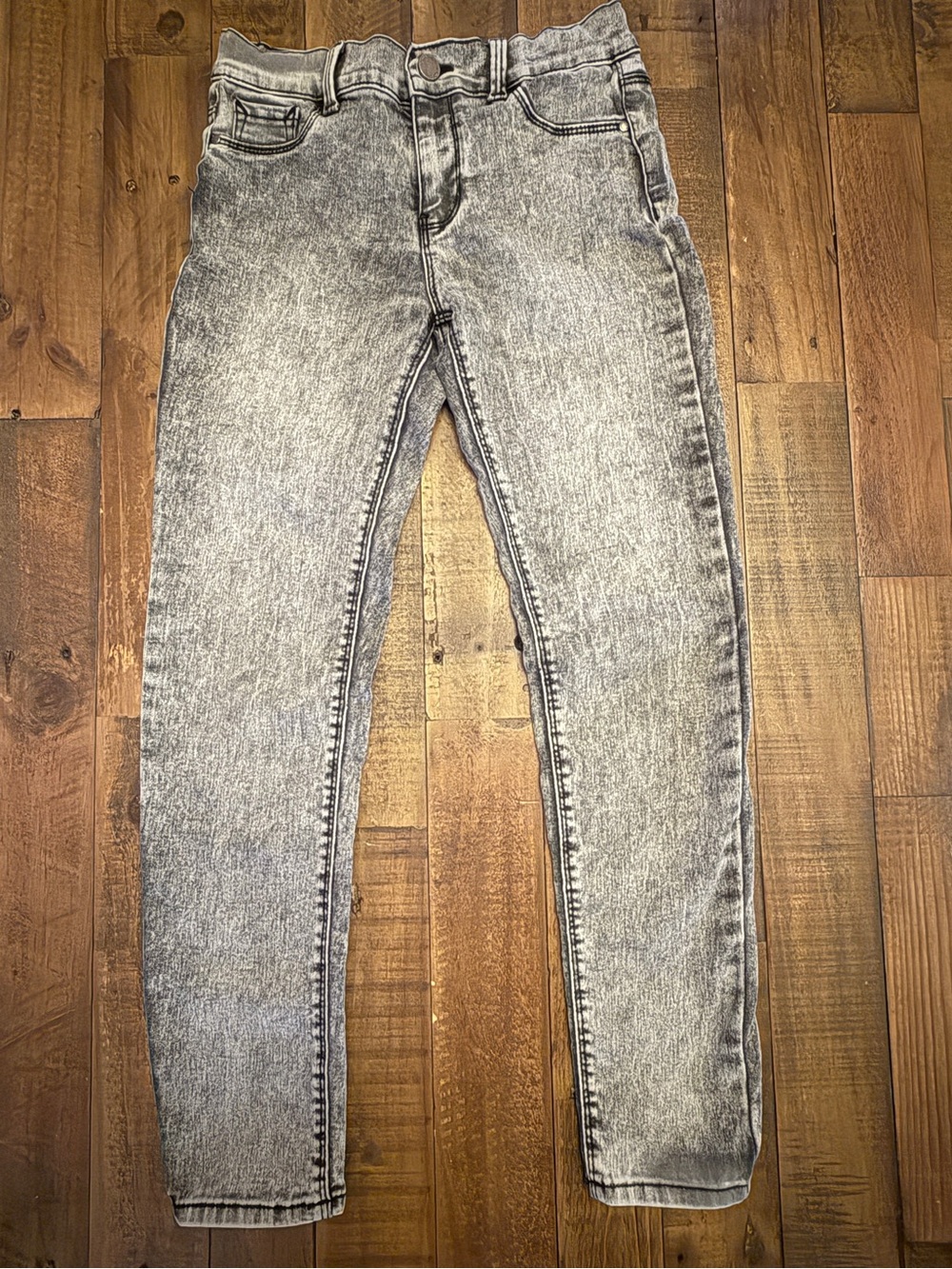 Jordache Super Skinny Girls Gray Acid Wash Jeans Size 12 Stretch Denim